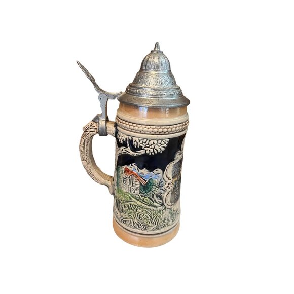 Vintage West Germany Beer Stein With Pewter Lid Rudesheim Drosselgasse Drinkware - Picture 5 of 9